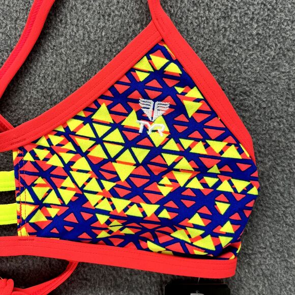 TYR Bikini Top Womens Large 10 12 Red Modena Pacific Tie back Swimwear - Picture 5 of 16